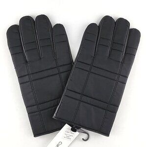 Calvin Klein Men's Black Leather Nylon Winter Insulated Gloves Touchscreen Large